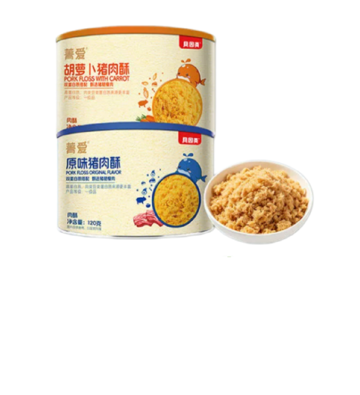 Beingmate Jingai Pork Floss 120g, Baby Food Pork Floss for Toddlers & Kids, Nutritional Meat Floss for Rice, Porridge & Instant Breakfast, Ready to Eat Children Snack
