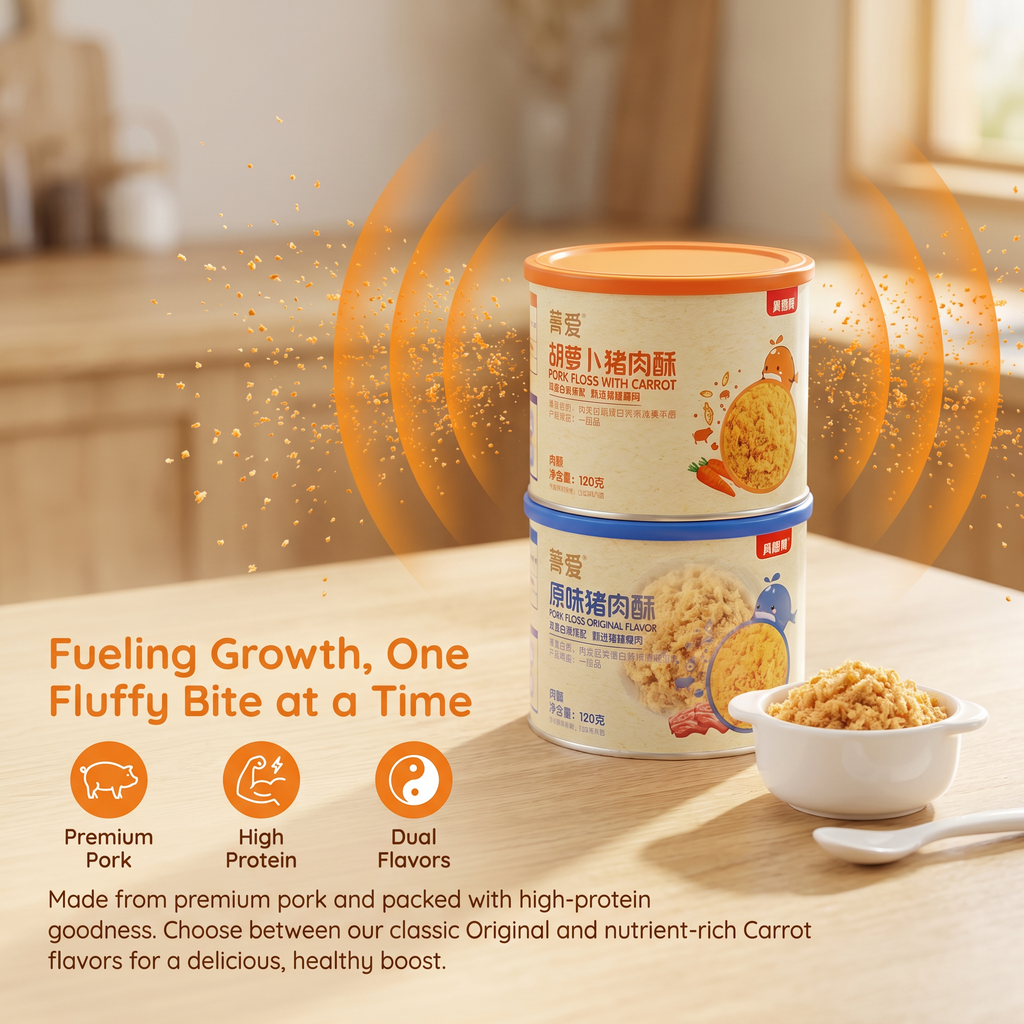 Beingmate Jingai Pork Floss 120g, Baby Food Pork Floss for Toddlers & Kids, Nutritional Meat Floss for Rice, Porridge & Instant Breakfast, Ready to Eat Children Snack