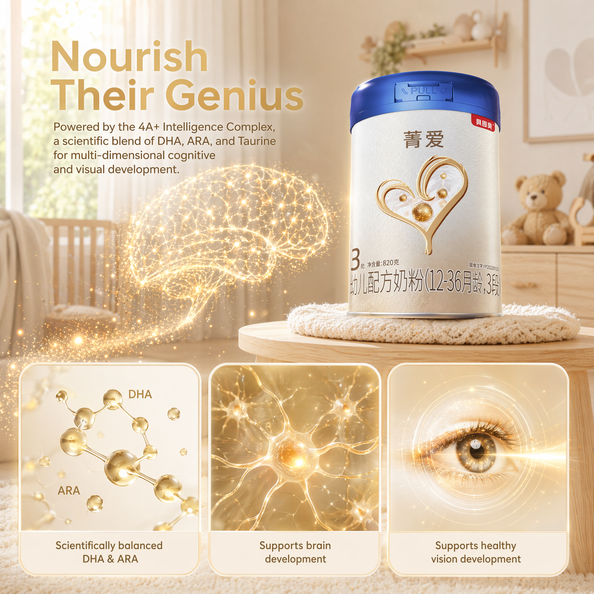 Beingmate Jingai Infant Formula Milk Powder 820g, Baby Formula with Balanced Nutrition for Growing Babies, Infant Food for Daily Development, Milk Powder for Infants, Toddlers & Families