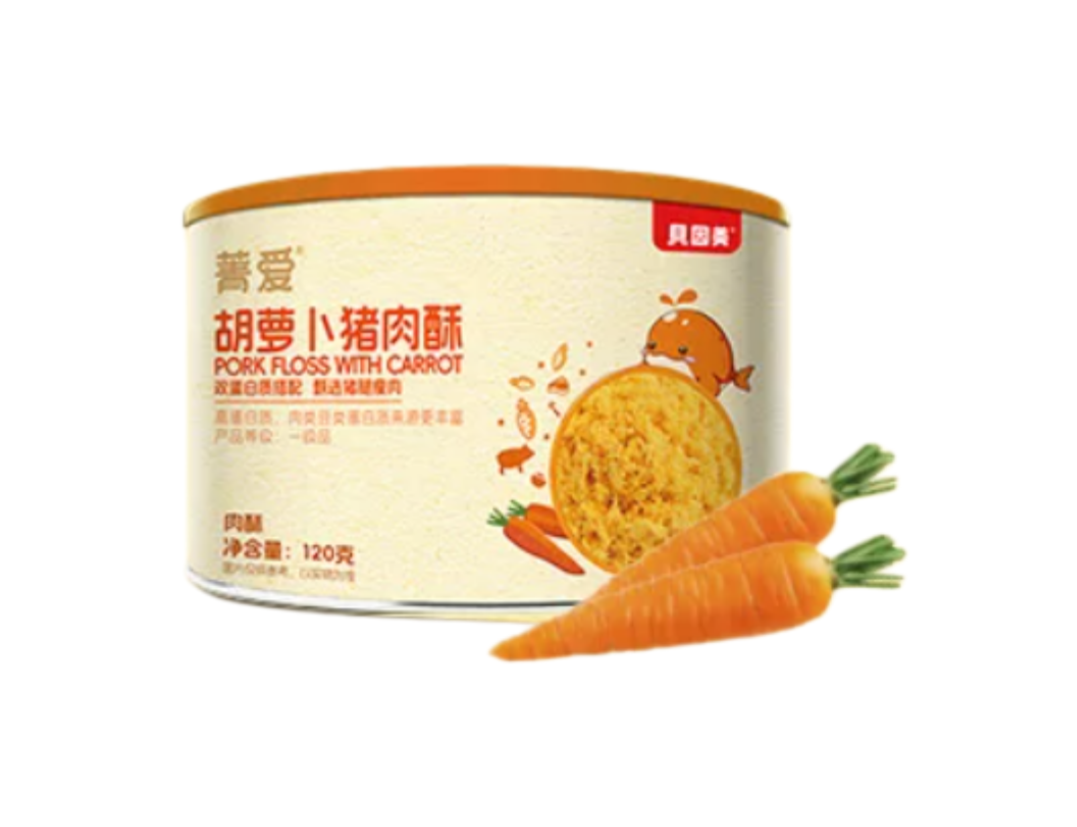 Beingmate Jingai Pork Floss 120g, Baby Food Pork Floss for Toddlers & Kids, Nutritional Meat Floss for Rice, Porridge & Instant Breakfast, Ready to Eat Children Snack
