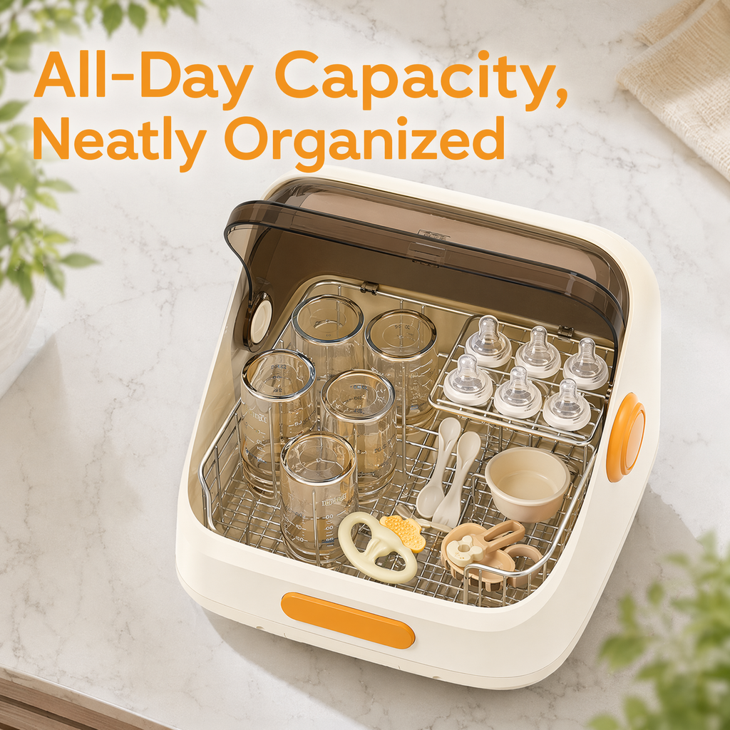 Beingmate Baby Bottle Sterilizer and Dryer, UV Sterilizer Cabinet for Baby Bottles, Pacifiers & Feeding Accessories, Bottle Sanitizer with Drying Function, Nursery Essential