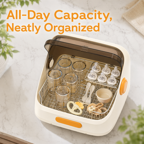 Beingmate Baby Bottle Sterilizer and Dryer, UV Sterilizer Cabinet for Baby Bottles, Pacifiers & Feeding Accessories, Bottle Sanitizer with Drying Function, Nursery Essential