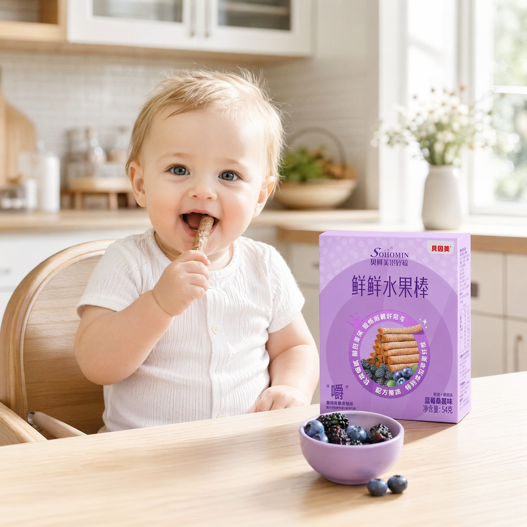 Beingmate Fresh Fruit Sticks 54g, Baby Teething Snack with Real Fruit Flavor, Toddler Finger Food for Chewing Training, Baby Snack for Infants & Toddlers, Complementary Food