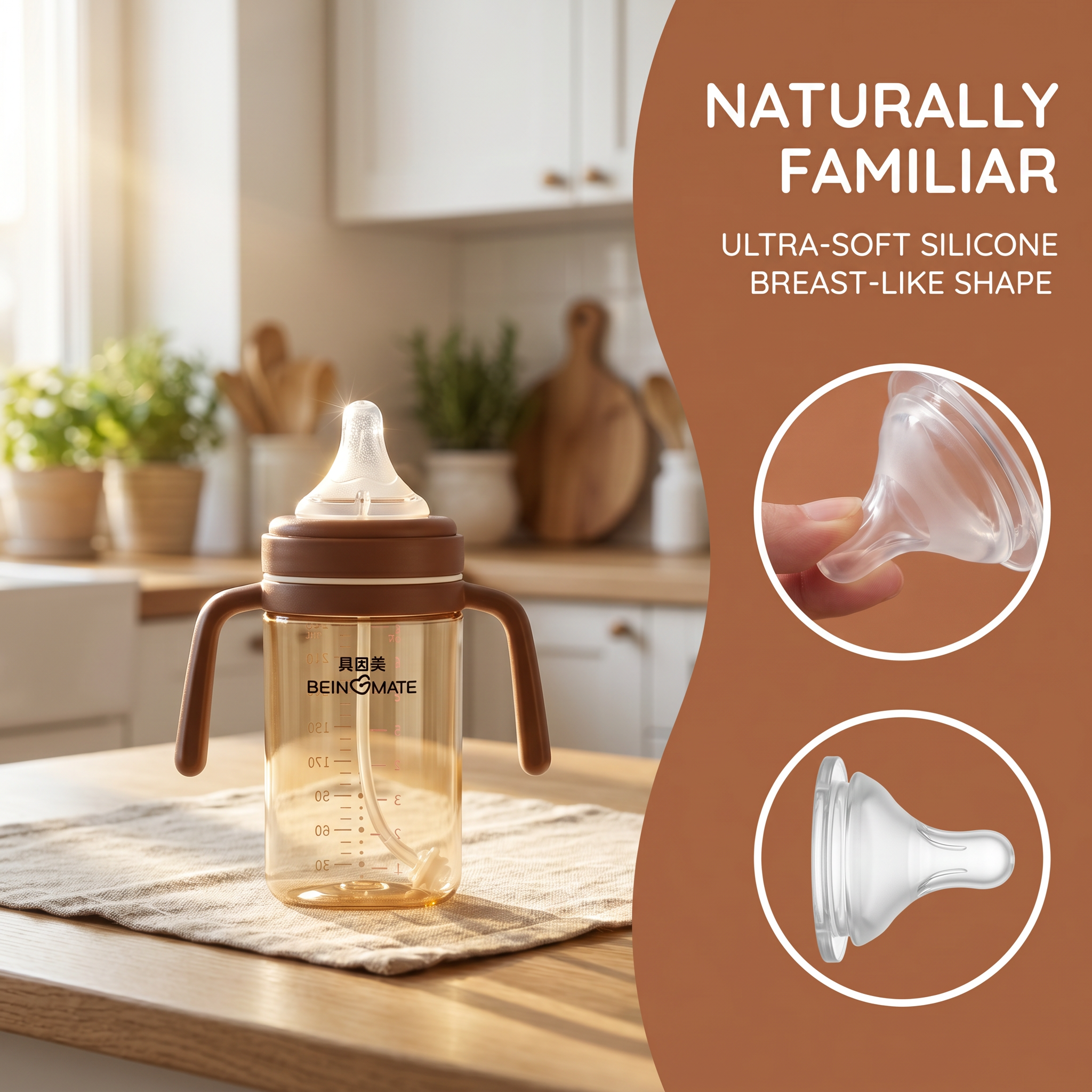 Beingmate BPA Free Baby Bottle,  Anti Colic Baby Bottle with Wide Neck, PPSU Newborn Baby Bottle, Easy Clean Flip Cap Feeding Bottle for Babies
