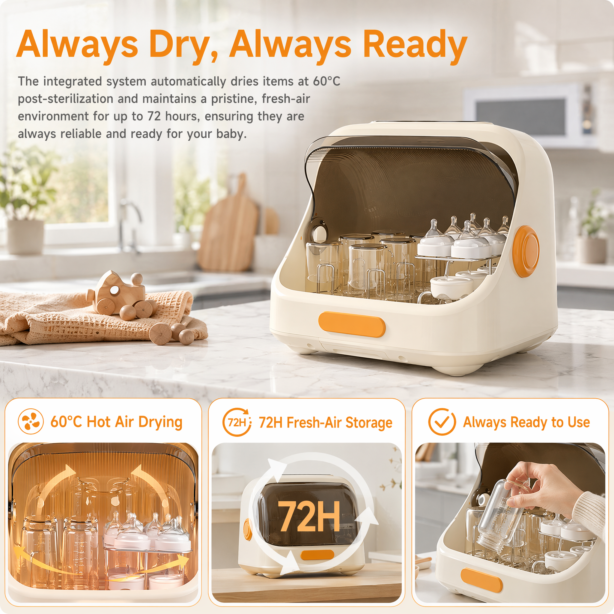 Beingmate Baby Bottle Sterilizer and Dryer, UV Sterilizer Cabinet for Baby Bottles, Pacifiers & Feeding Accessories, Bottle Sanitizer with Drying Function, Nursery Essential