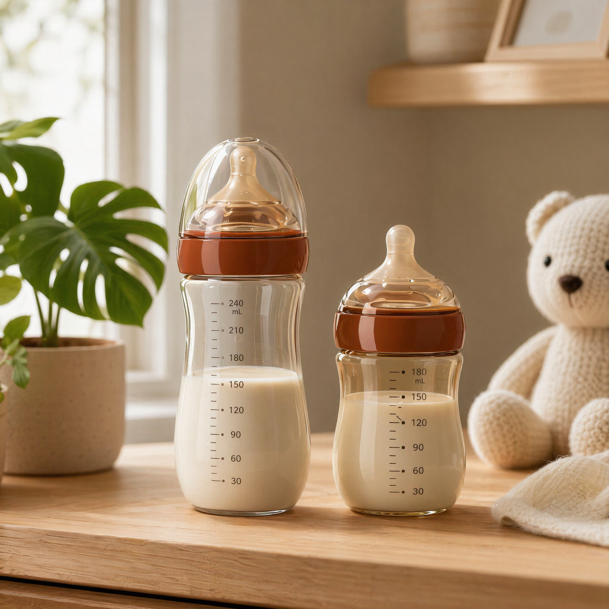 Beingmate Anti-Colic Baby Bottle, BPA Free Newborn Baby Bottle with Breast-Like Nipple, Wide Neck Easy Clean Feeding Bottle, Glass & PPSU Baby Bottle, 160ml/180ml/240ml