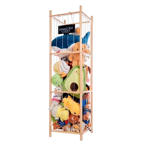 BEINGMATE Care Large Stuffed Animal Storage, Wooden Stuffed Animal Storage Zoo, Toy Holder, Space Saving Toy Zoo for Kidroom, Playroom, Kid’s Gift, White