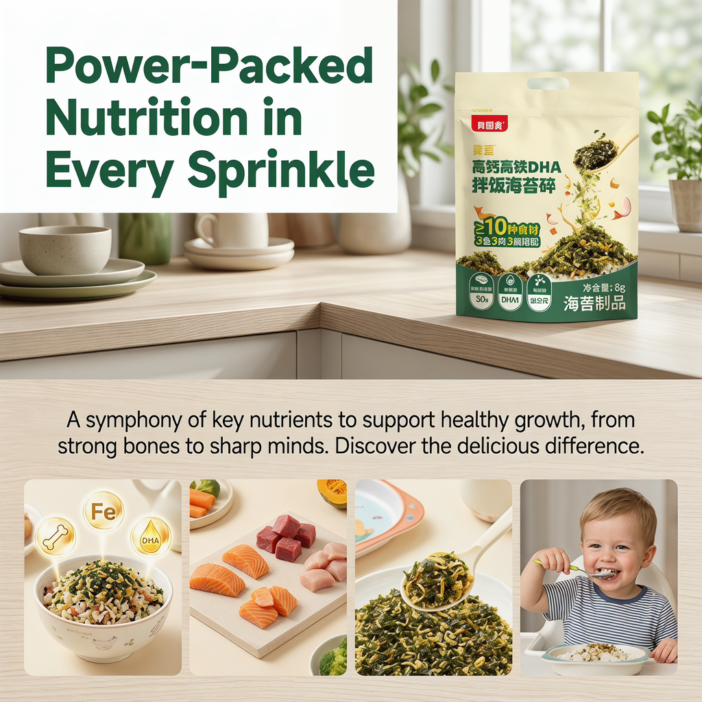 Beingmate Jingai Seaweed Flakes 120g, Baby Food Rice Seasoning with Calcium, Iron & DHA, Nutritional Seaweed Topping for Rice, Porridge & Instant Breakfast for Kids