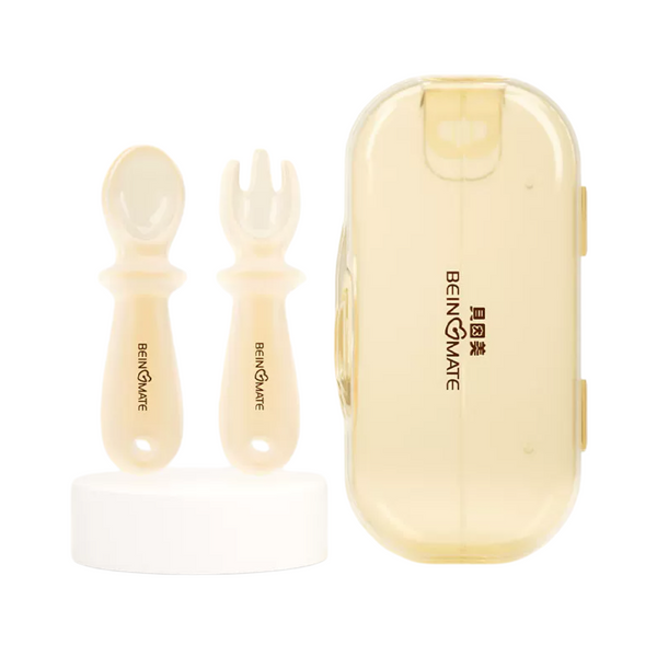 Beingmate Baby Yuanbao Spoon - Infant Feeding Training Spoon (Silicone, PPSU) for Self-Feeding and Infant Self-Eating